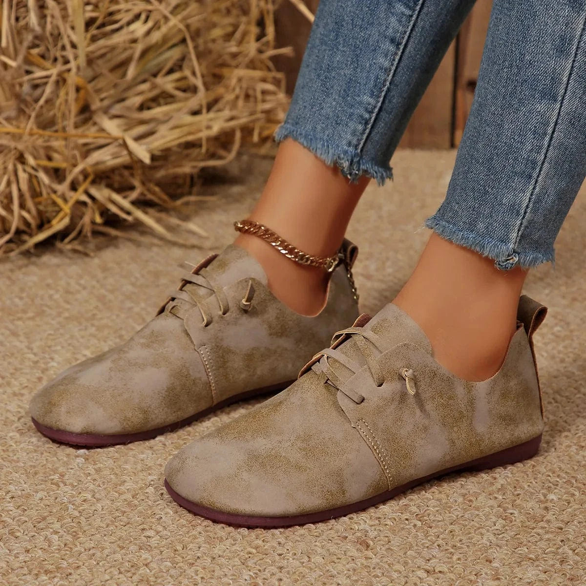 Lace-Up Flats Loafers - Fashorio