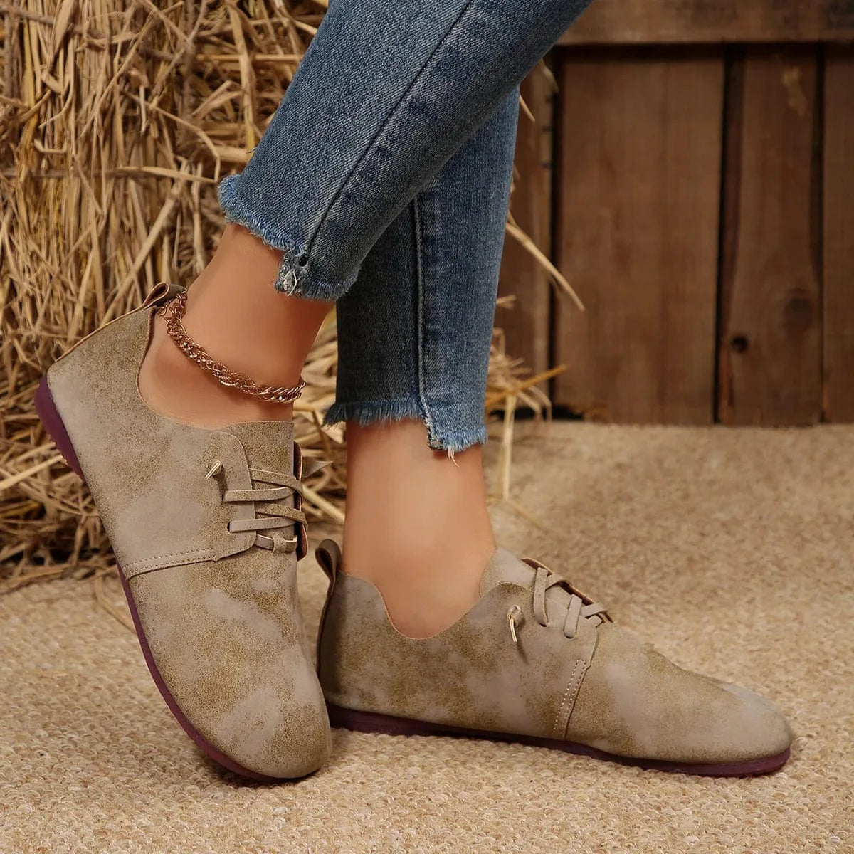 Lace-Up Flats Loafers - Fashorio