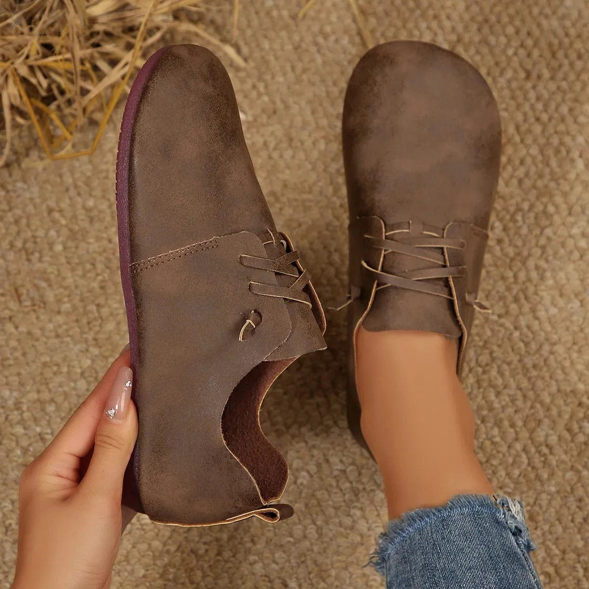 Lace-Up Flats Loafers - Fashorio