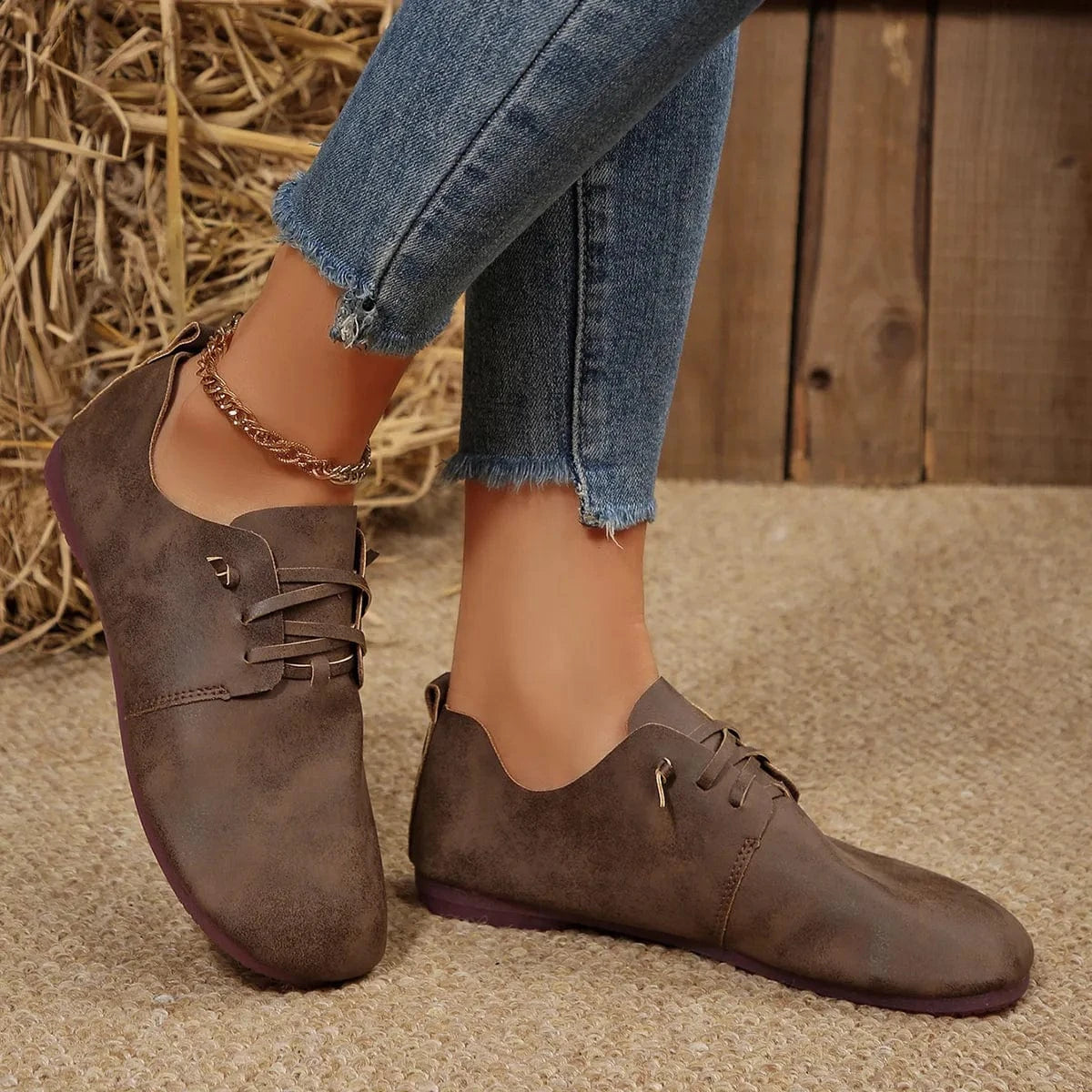Lace-Up Flats Loafers - Fashorio
