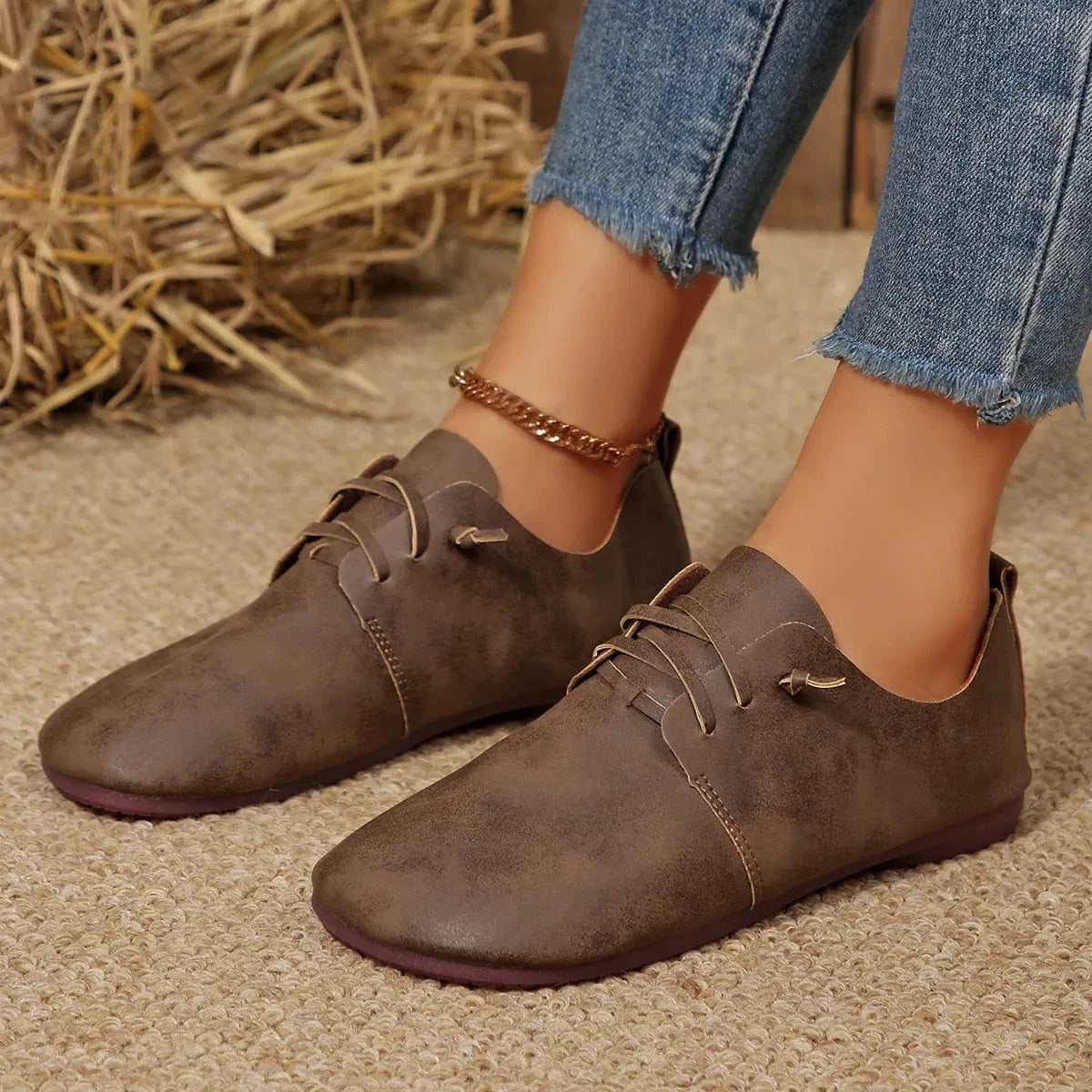 Lace-Up Flats Loafers - Fashorio