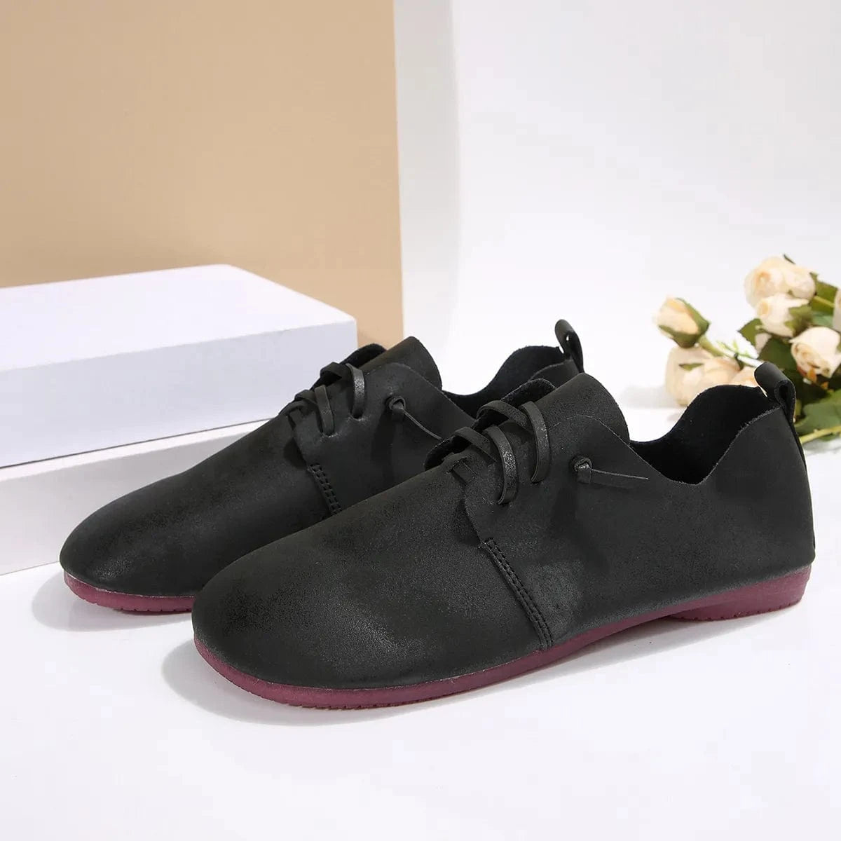 Lace-Up Flats Loafers - Fashorio