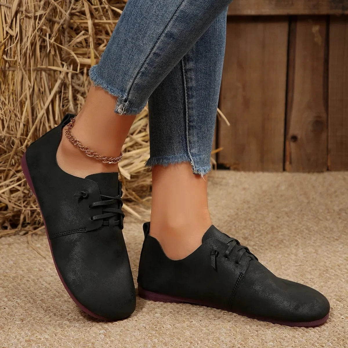 Lace-Up Flats Loafers - Fashorio
