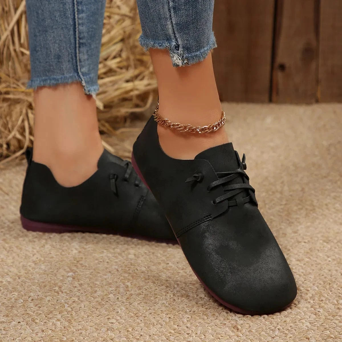Lace-Up Flats Loafers - Fashorio