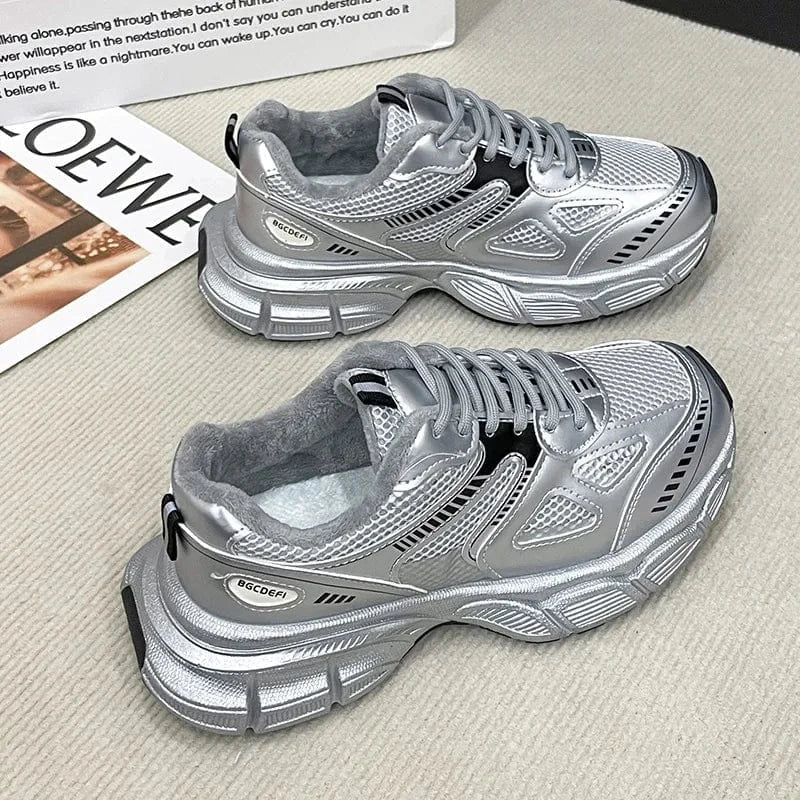 Lace Up Platform Athletic Shoes - Fashorio