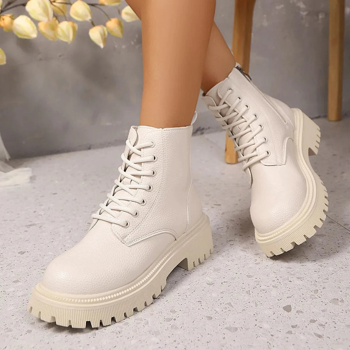 Lace Up Platform Boots - Fashorio