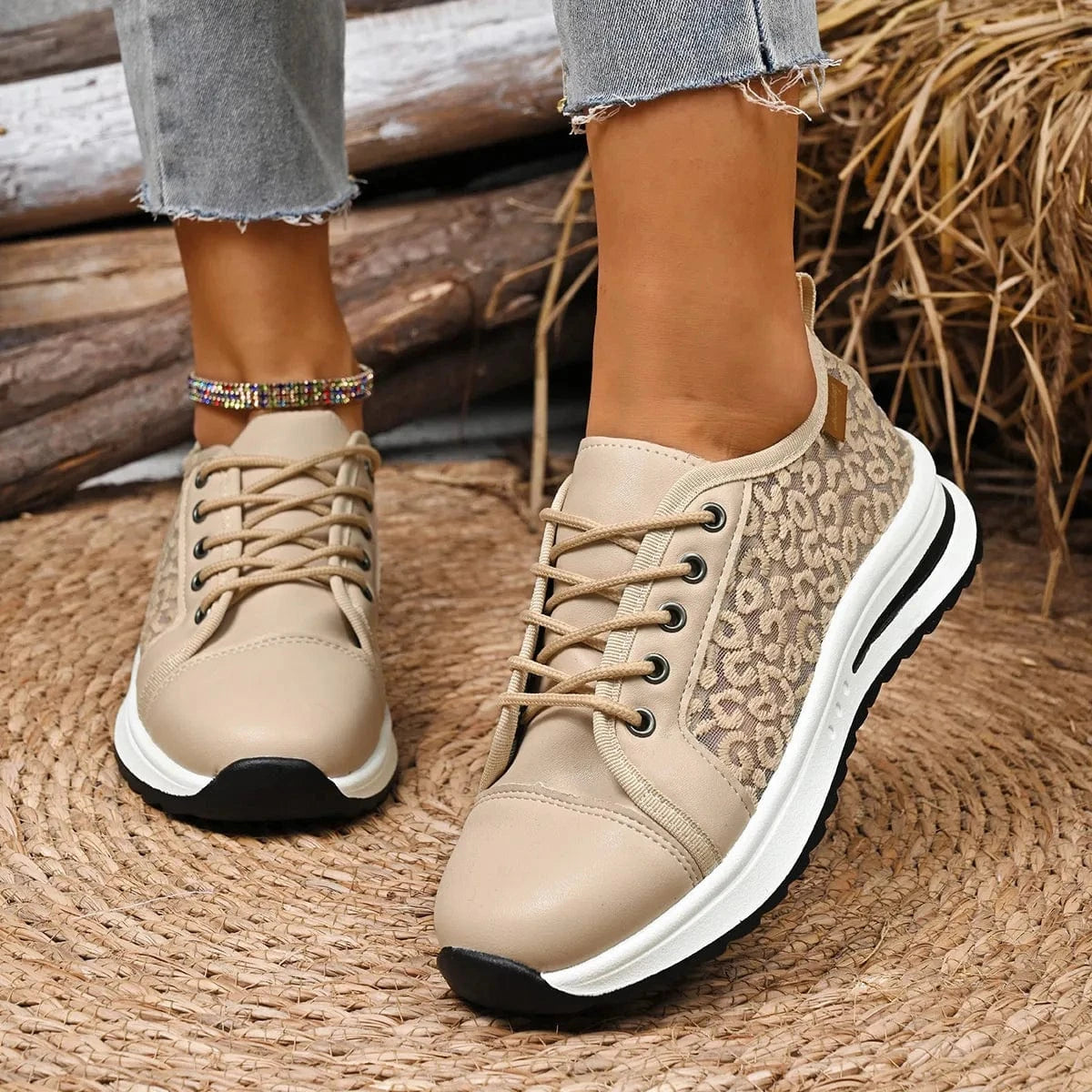 Lace-Up Platform Sneakers - Fashorio