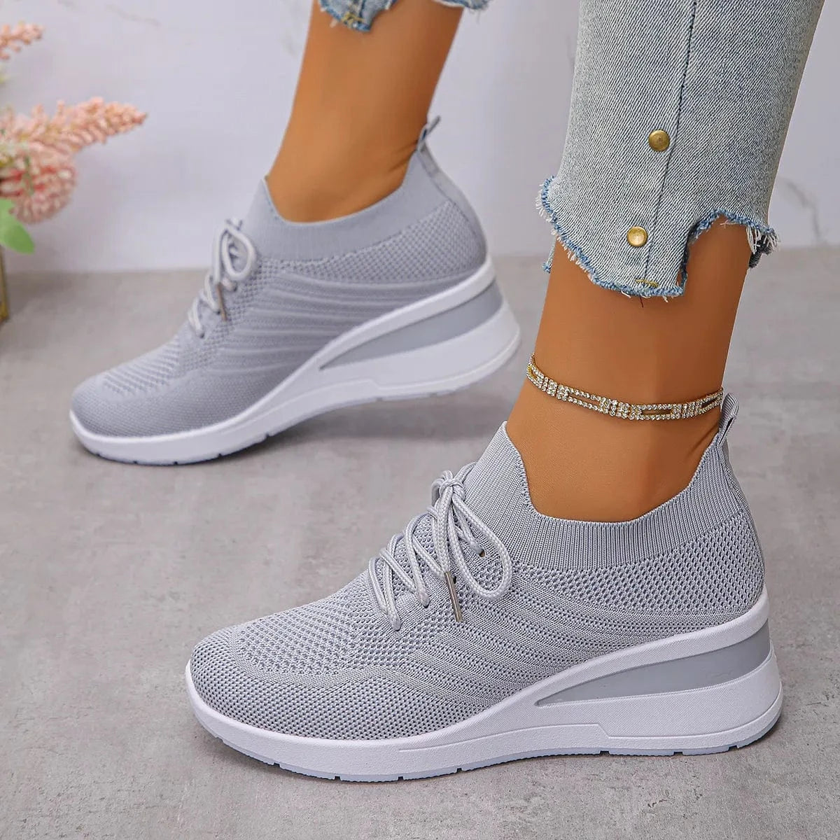 Lace Up Wedge Athletic - Fashorio
