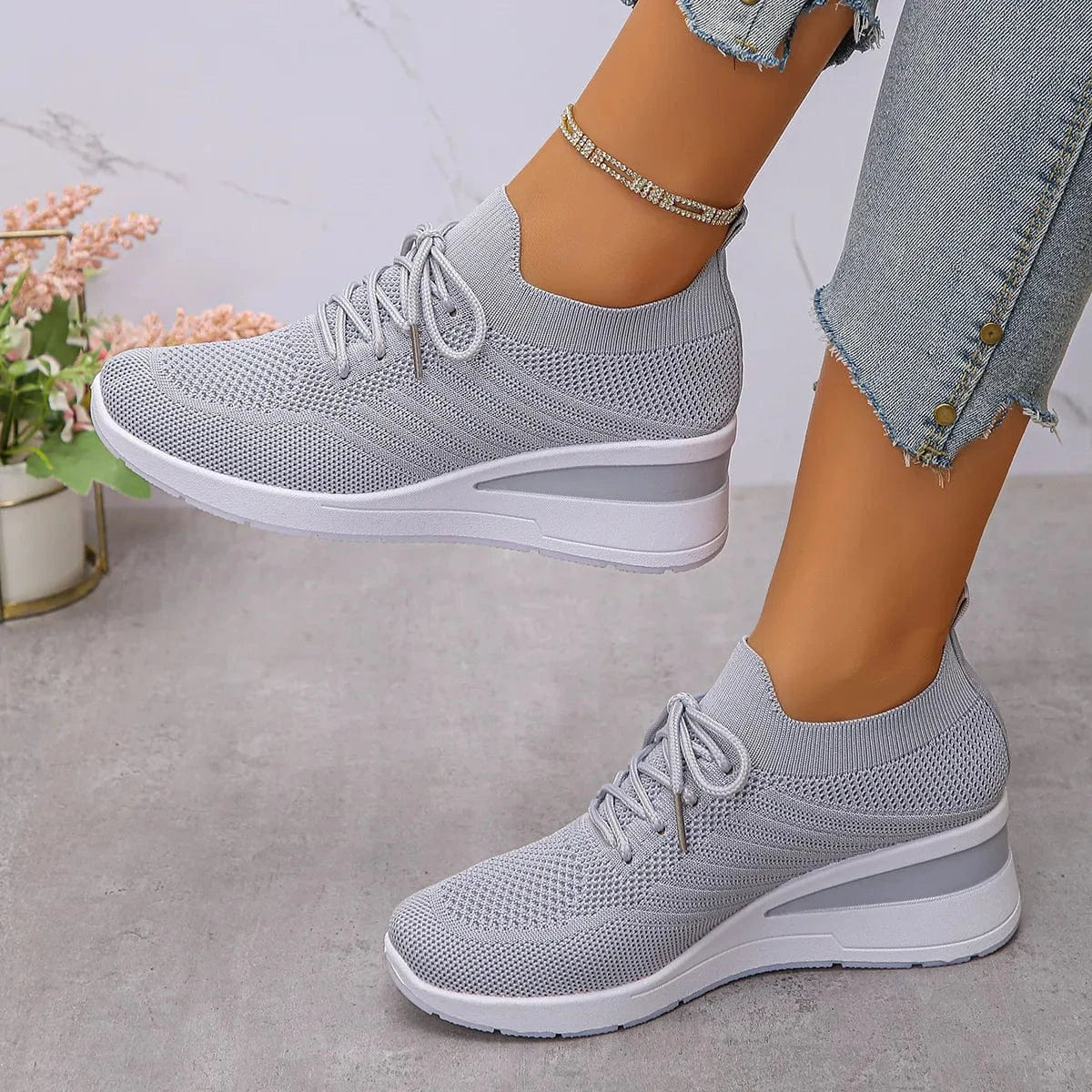 Lace Up Wedge Athletic - Fashorio