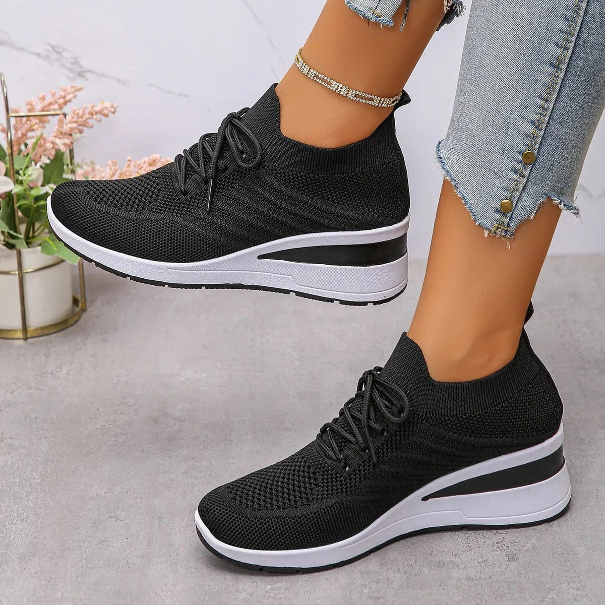 Lace Up Wedge Athletic - Fashorio