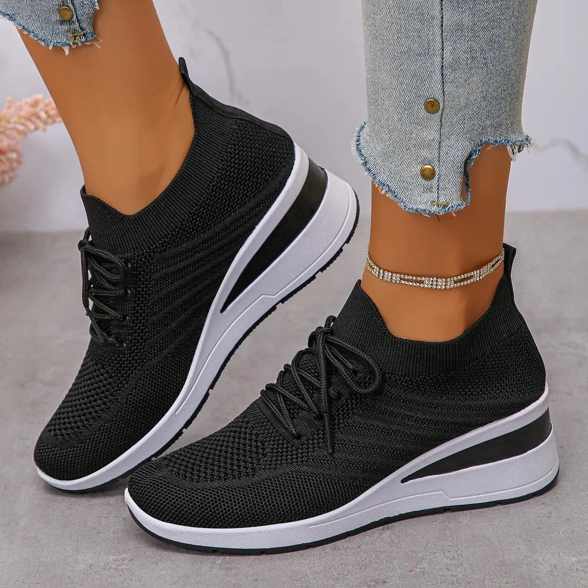 Lace Up Wedge Athletic - Fashorio