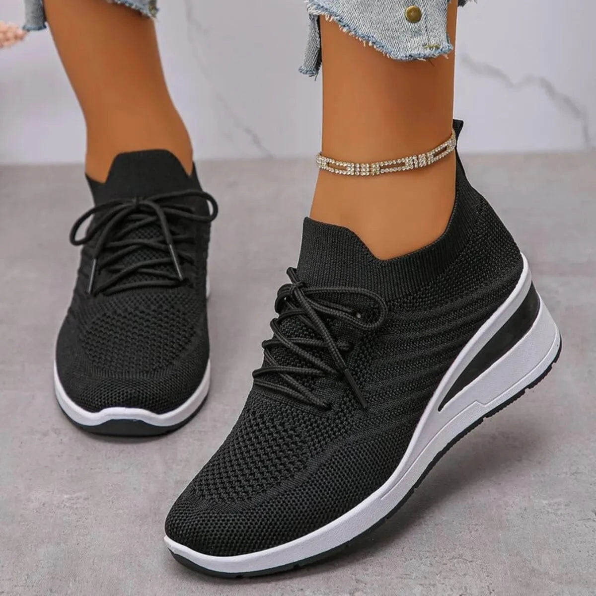 Lace Up Wedge Athletic - Fashorio