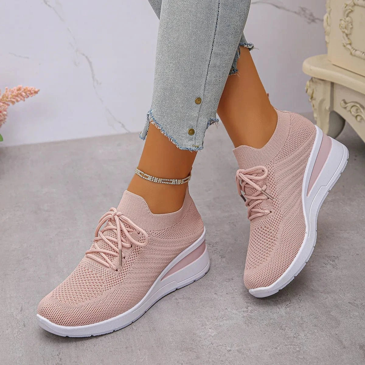 Lace Up Wedge Athletic - Fashorio