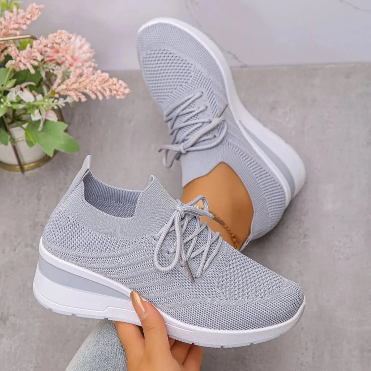 Lace Up Wedge Athletic - Fashorio