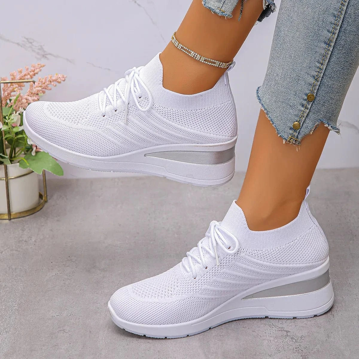 Lace Up Wedge Athletic - Fashorio