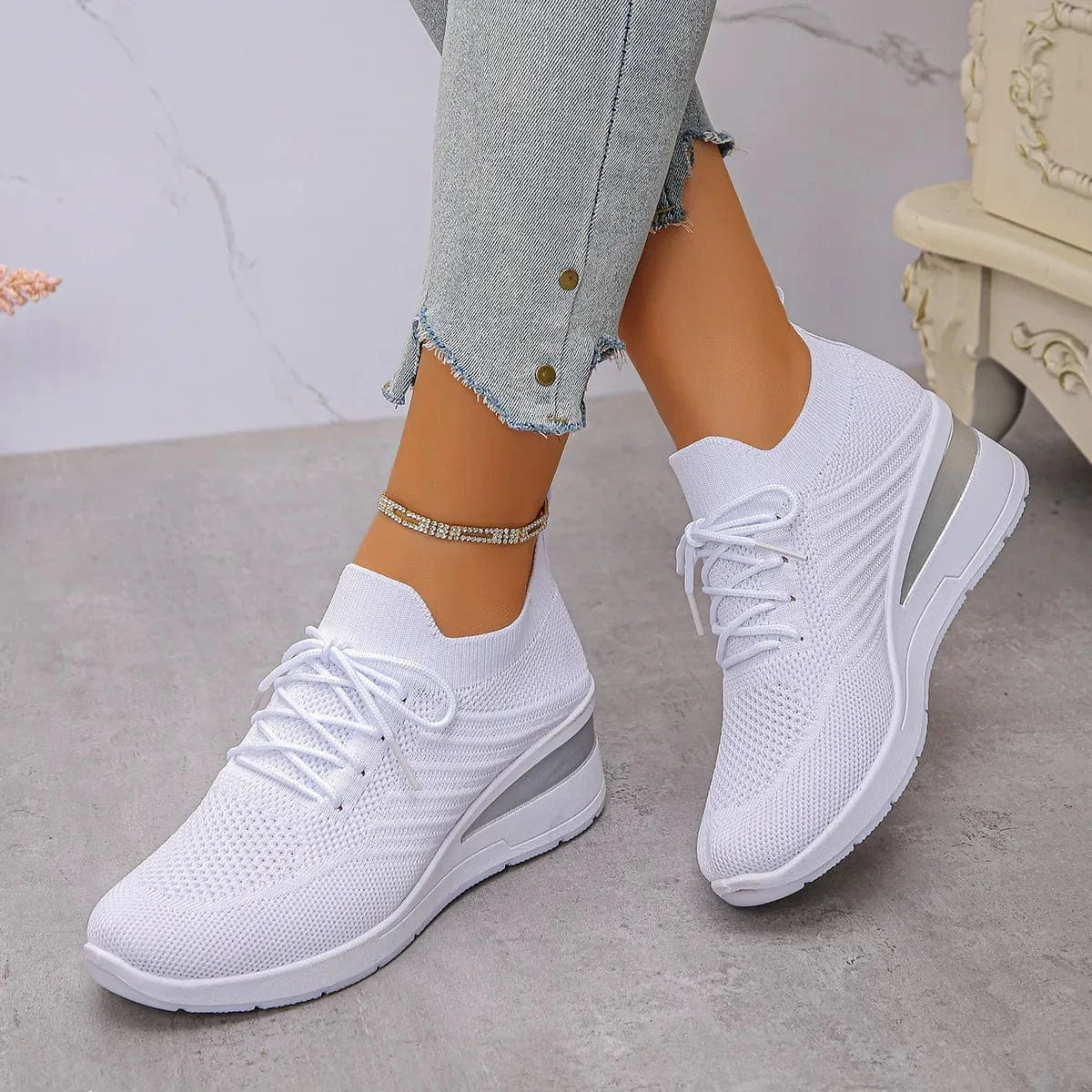 Lace Up Wedge Athletic - Fashorio