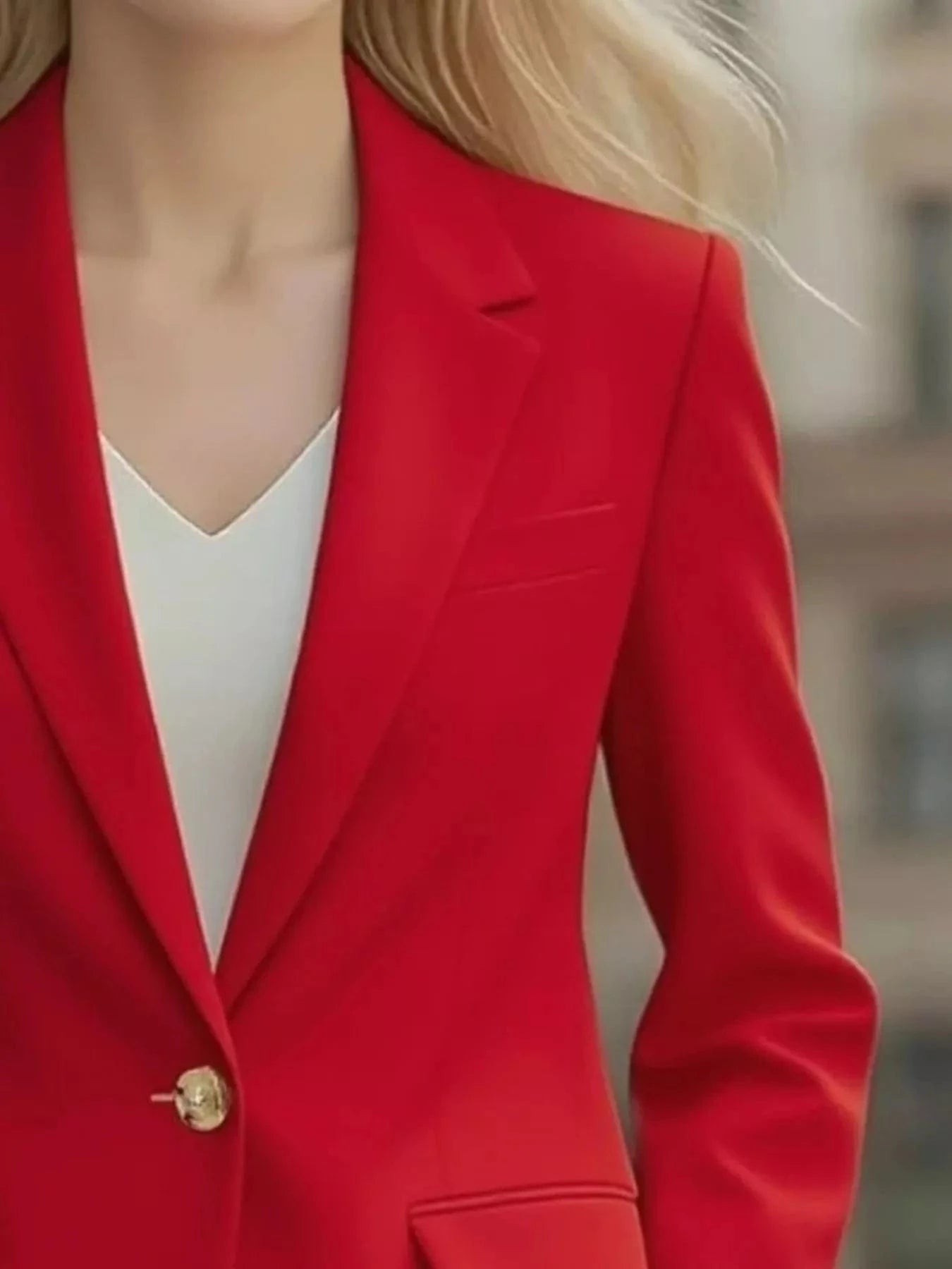 Lapel Collar One Button Blazer - Fashorio