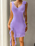 Fashorio Lavender / S Devine Ruffled V-Neck Sleeveless Mini Dress