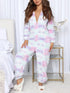 Fashorio Lavender / S Printed Zip Up Long Sleeve Hooded Lounge Jumpsuit