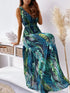 Fashorio Leaf Print Sleeveless Maxi Dress