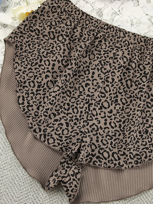 Fashorio Leopard Cami Cardigan and Shorts 3-Piece Set
