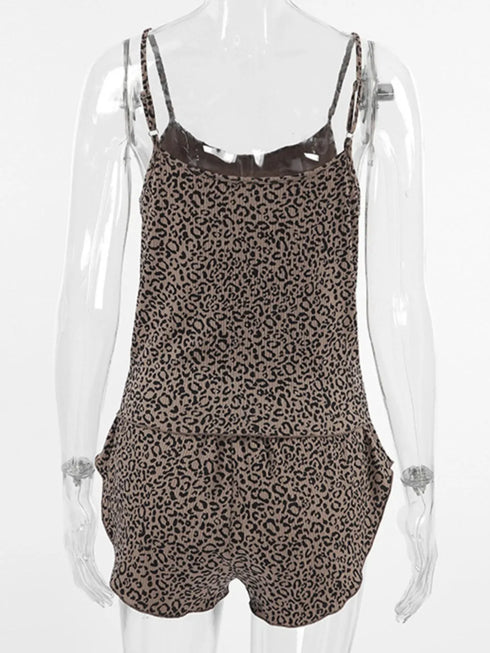 Fashorio Leopard Cami Cardigan and Shorts 3-Piece Set