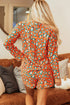 Fashorio Leopard Collared Neck Long Sleeve Top and Shorts Lounge Set