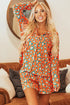 Fashorio Leopard Collared Neck Long Sleeve Top and Shorts Lounge Set