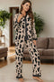 Fashorio Leopard / S Button Up Long Sleeve Top and Pants Lounge Set