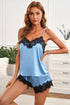 Fashorio Light Blue / M Lace Detail Spaghetti Strap Top and Shorts Lounge Set