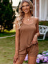 Fashorio Light Brown / S Waffle Knit Cami and Shorts Set