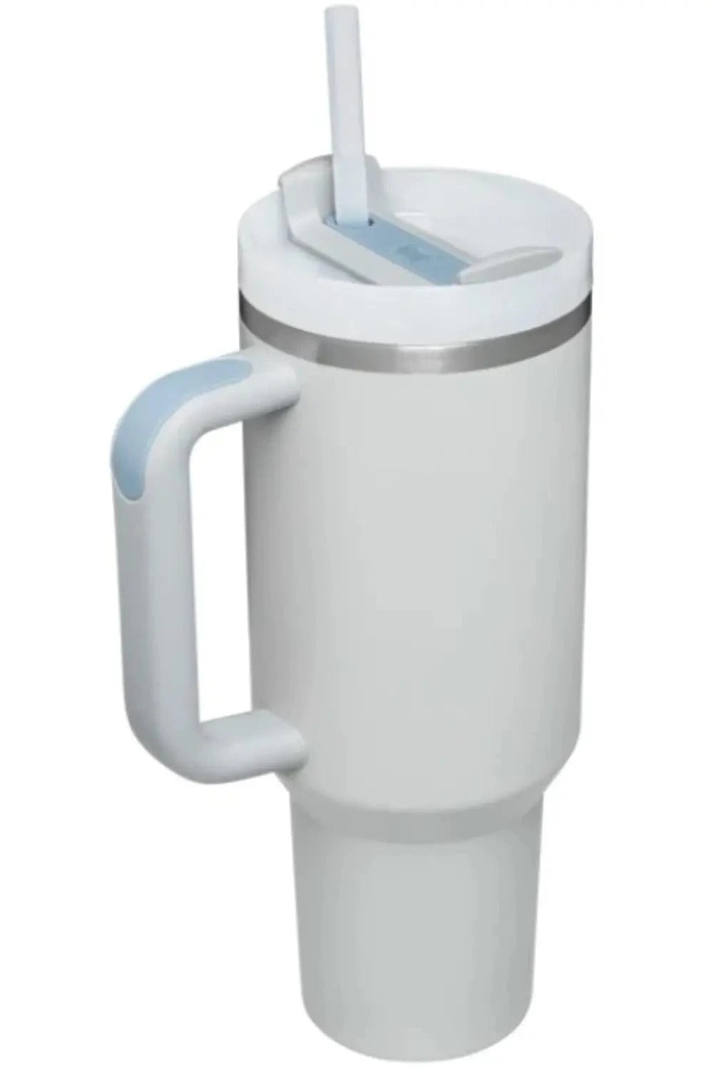 Stainless Steel Tumbler with Upgraded Handle and Straw Light Gray One Size - Fashorio