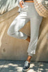 Umgee Full Size High Rise Elastic Waist Knit Joggers with Pockets Plus Size Light Gray - Fashorio
