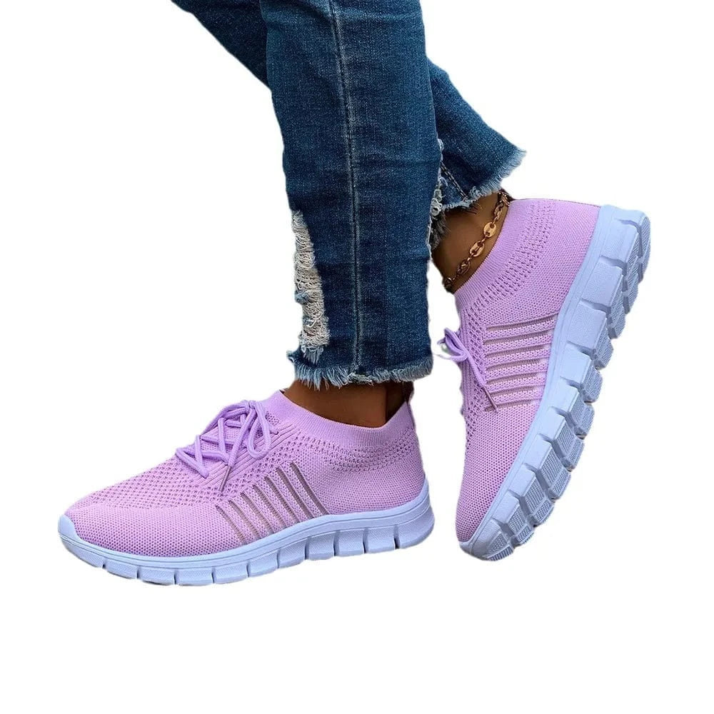 Breathable Mesh Round Toe Athletic Lilac - Fashorio