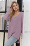 ADORA High-Low Side Slit V-Neck Sweater Lilac - Fashorio