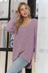 ADORA High-Low Side Slit V-Neck Sweater Lilac - Fashorio