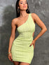 Fashorio Lime / S One Shoulder Cutout Mini Dress