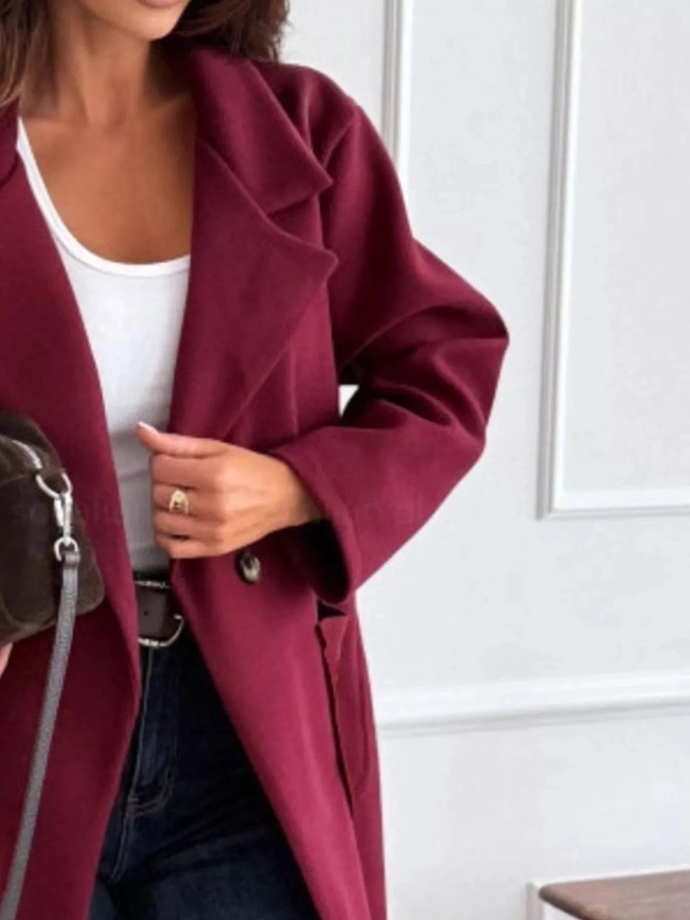Long-Sleeve Single-Breasted Trench Coat - Fashorio