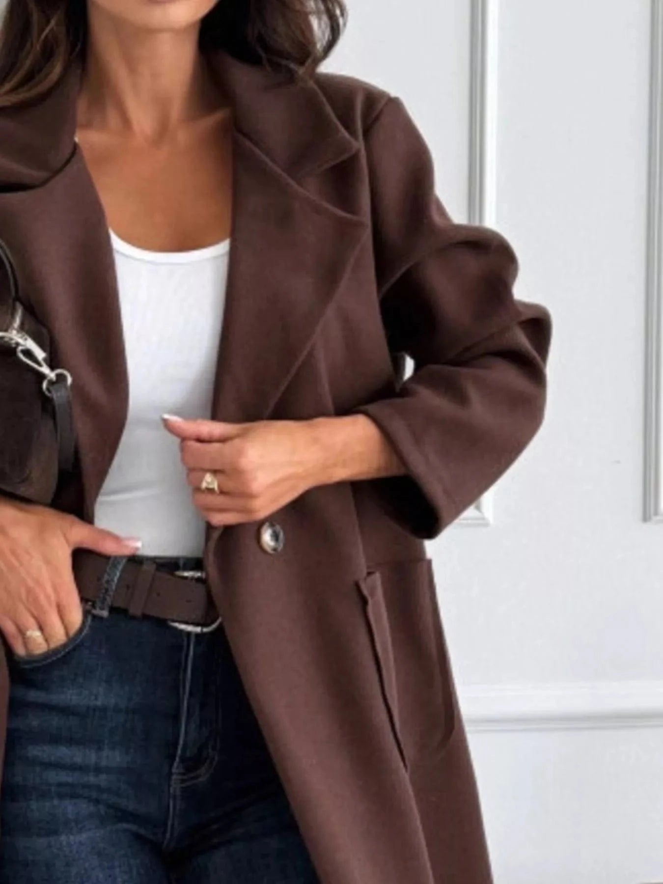Long-Sleeve Single-Breasted Trench Coat - Fashorio