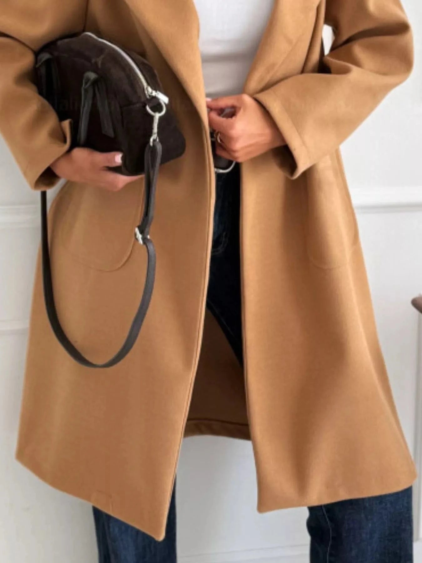 Long-Sleeve Single-Breasted Trench Coat - Fashorio