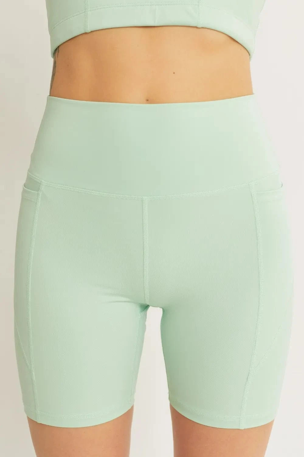 Love Tree High Waist Seam Detail Active Shorts - Fashorio