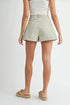 MABLE Pleated High Waist Twill Shorts - Fashorio