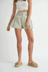 MABLE Pleated High Waist Twill Shorts - Fashorio