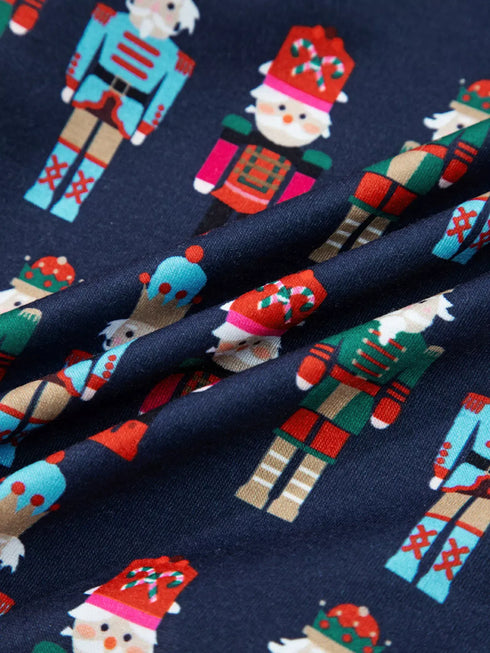 Fashorio Mama Claus Plaid Letter Tee and Nutcracker Shorts 2pcs Lounge Set