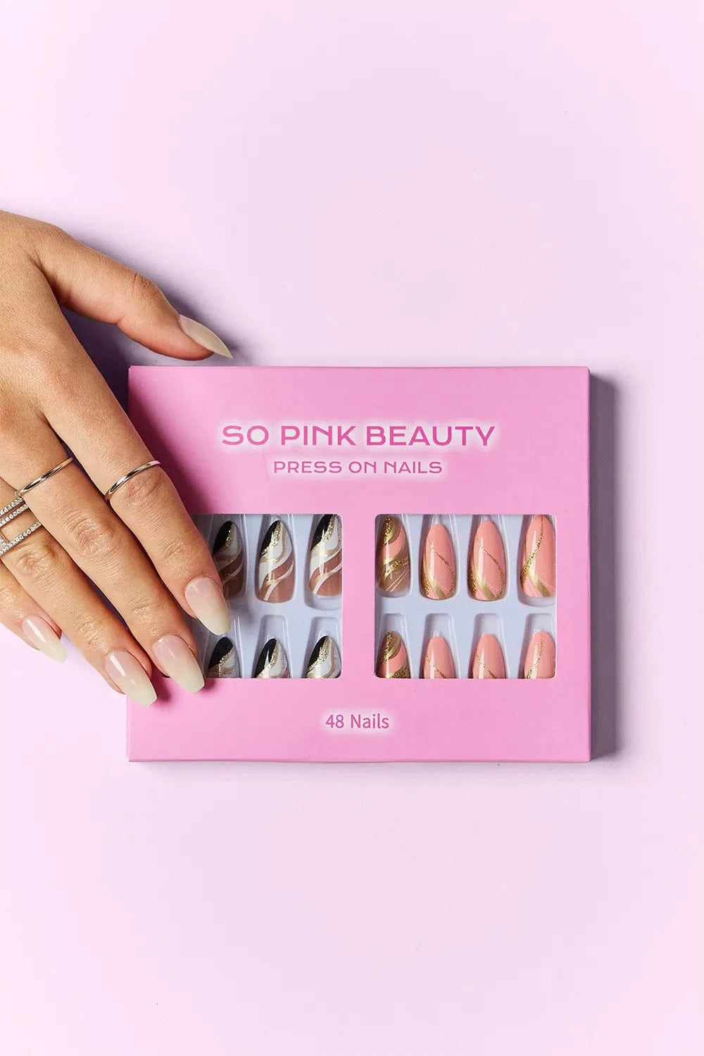 SO PINK BEAUTY Press On Nails 2 Packs Marbled Magic One Size - Fashorio
