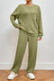 Fashorio Matcha Green / S Pocketed Round Neck Top and Pants Lounge Set