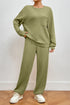 Fashorio Matcha Green / S Pocketed Round Neck Top and Pants Lounge Set