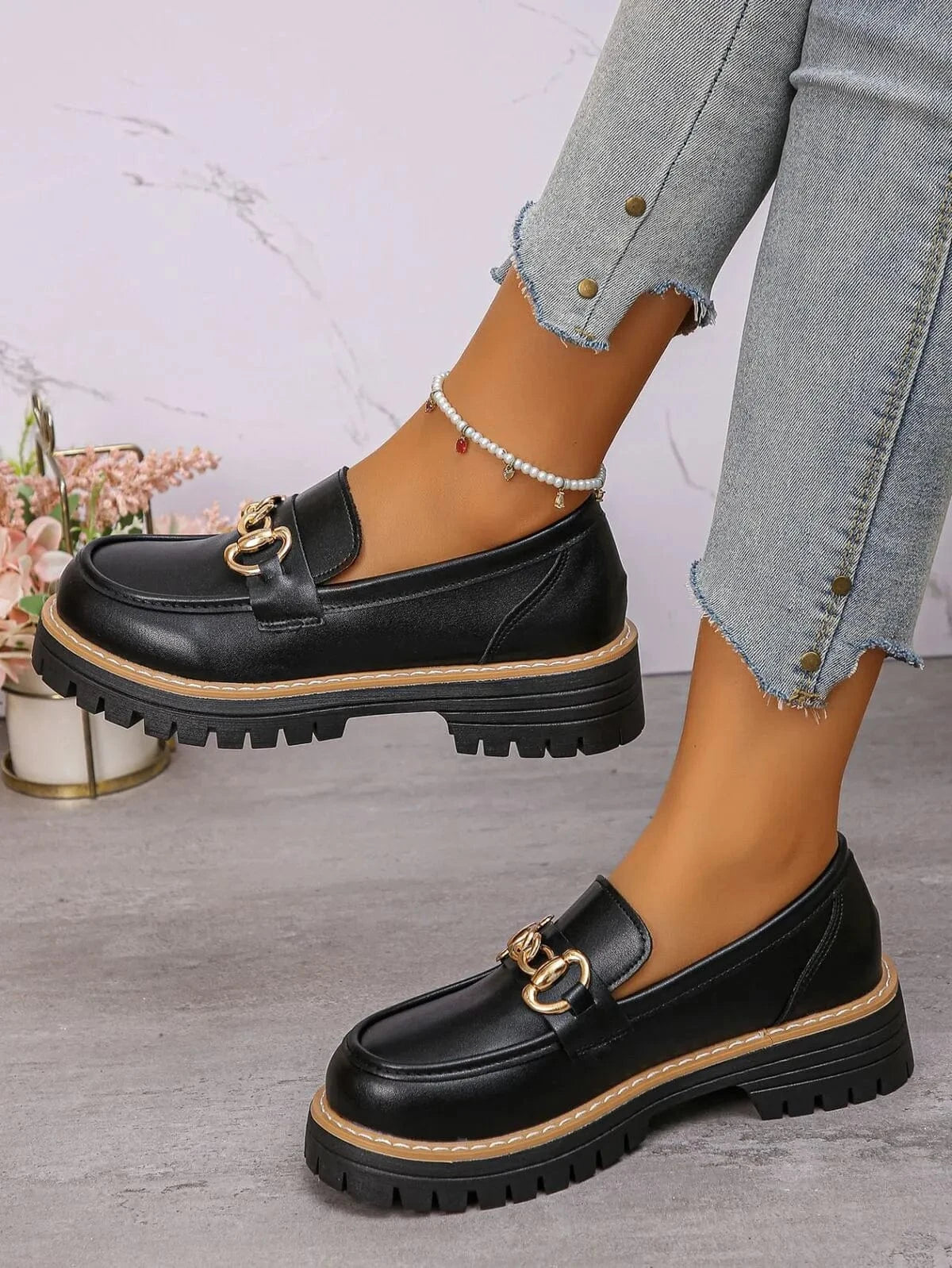 Round Toe Platform Loafers Matte - Fashorio