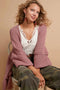 POL Open Front Sweater Cardigan with Pockets Mauve - Fashorio
