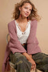 POL Open Front Sweater Cardigan with Pockets Mauve - Fashorio